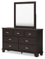 Covetown Full Panel Bed with Mirrored Dresser, Chest and Nightstand